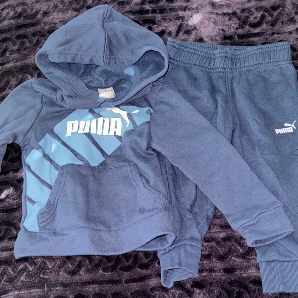 Puma Kids Dark Green Sweatpants & Hoodie Set